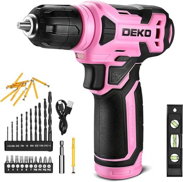 DEKOPRO 8V Cordless Drill, Drill Set with 3/8"Keyless Chuck